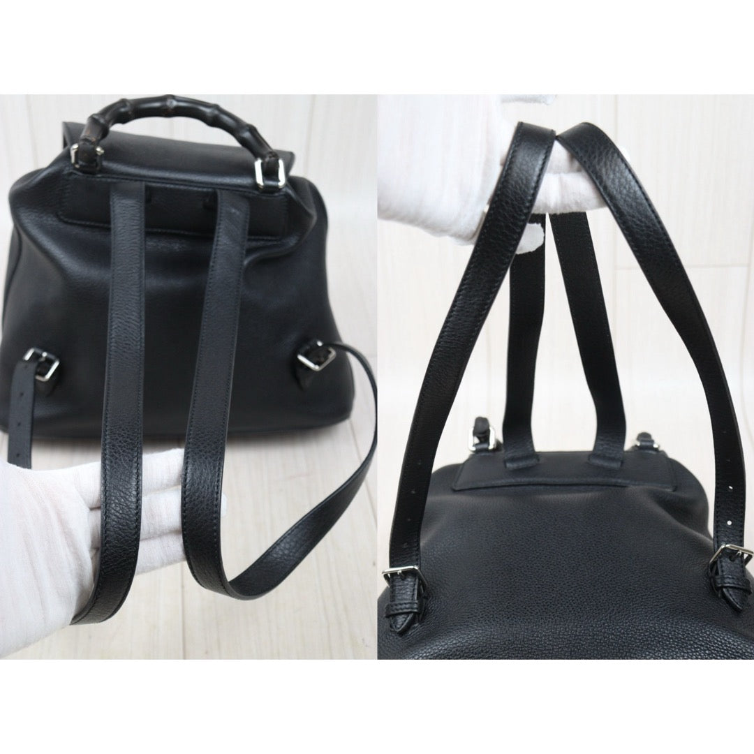 Very Good ( Rank A) ｜GUCCI Bamboo Leather Tassel Backpack GM Black｜25061007