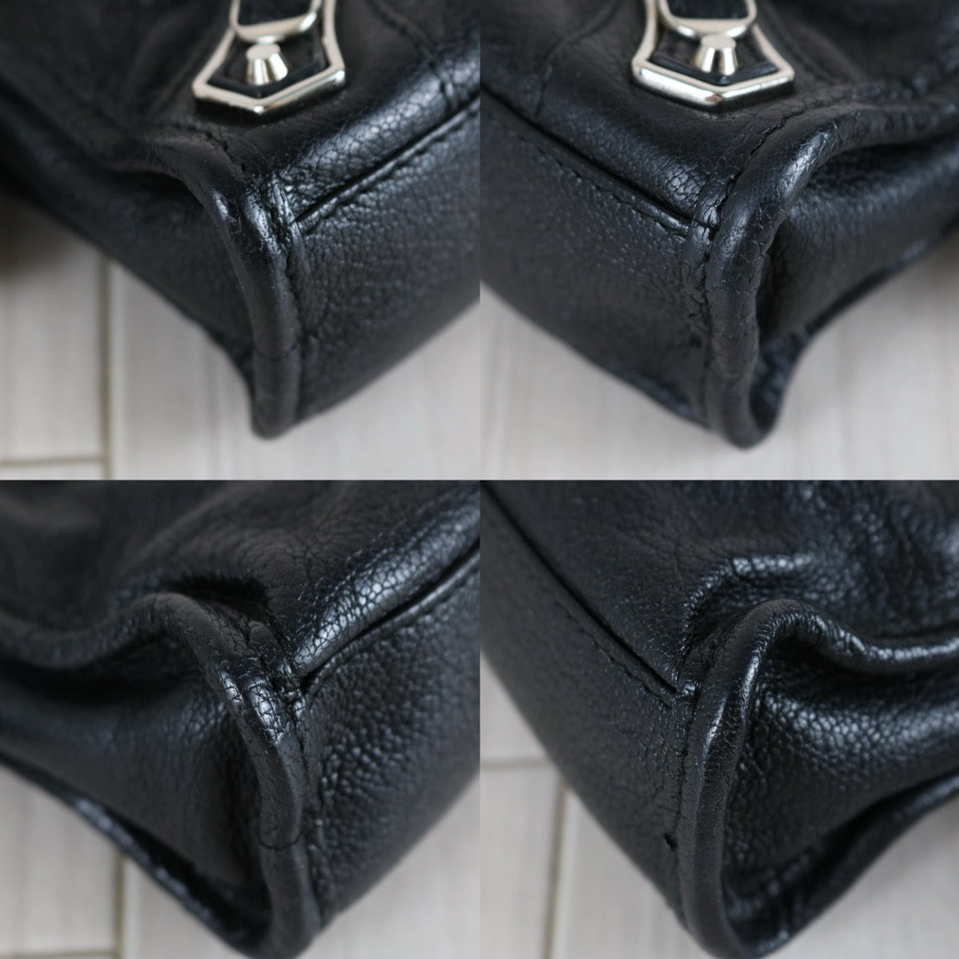 Include Entrupy Certificate of Authenticity｜Very Good ( Rank A)｜Balenciaga Goatskin  Edge Classic Nano City  Black HandBag Shoulder Bag ｜W26030405