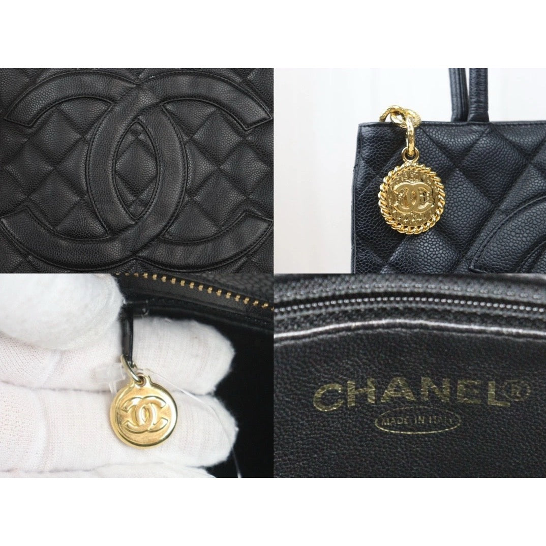 Good ( Rank AB)｜ CHANEL Caviar Skin Leather Calf Leather Tote Bag Black Made In 2000～2002Year｜V24100401