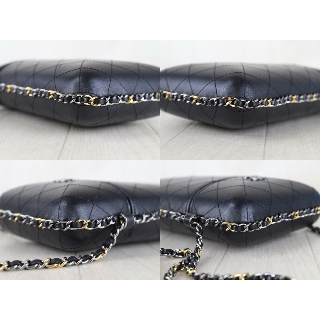 Include Entrupy Certificate of Authenticity｜Very Good（Rank A）｜CHANEL Calfskin Mixed Metal Hardeare Chain Phone Holder Shoulder Bag Black Made in 2016-2017Year｜S26090741