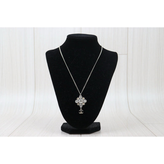 Very Good ( Rank A)｜ CHANEL COCO Mark Silver Plating Diamond Necklace  ｜S24112505