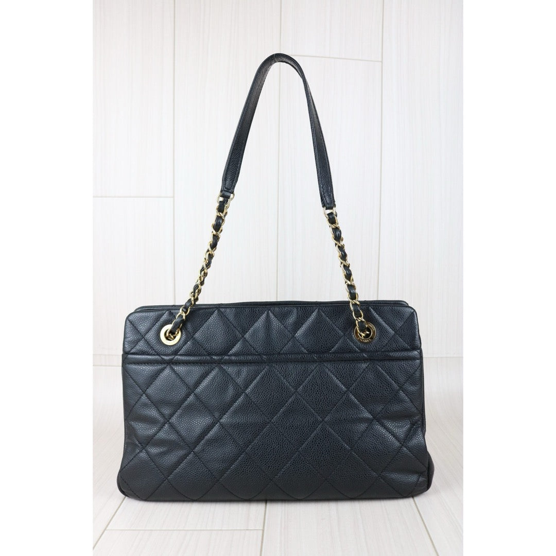 Include Entrupy Certificate of Authenticity｜Very Good ( Rank A)｜ CHANEL Caviar Skin  Matrasse Chain Tote Bag Black Made In 2012-2013Year｜X26051714