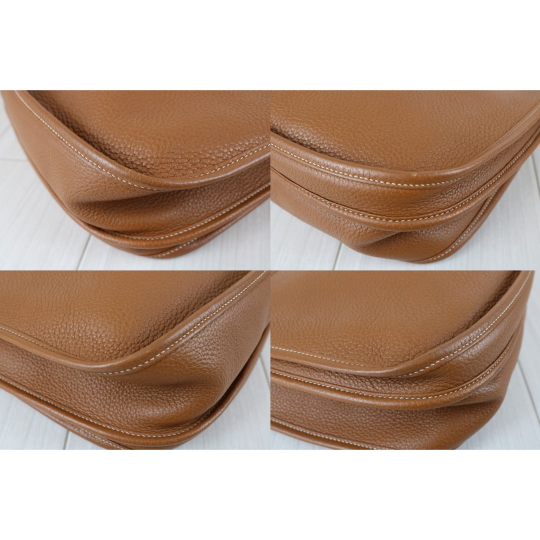 Include Entrupy Certificate of Authenticity｜Good ( Rank AB)｜ HERMES TC Leather Evelyne 33 Shoulder Bag Golden Brown □R Stamp Made In 2014Year｜W26040824
