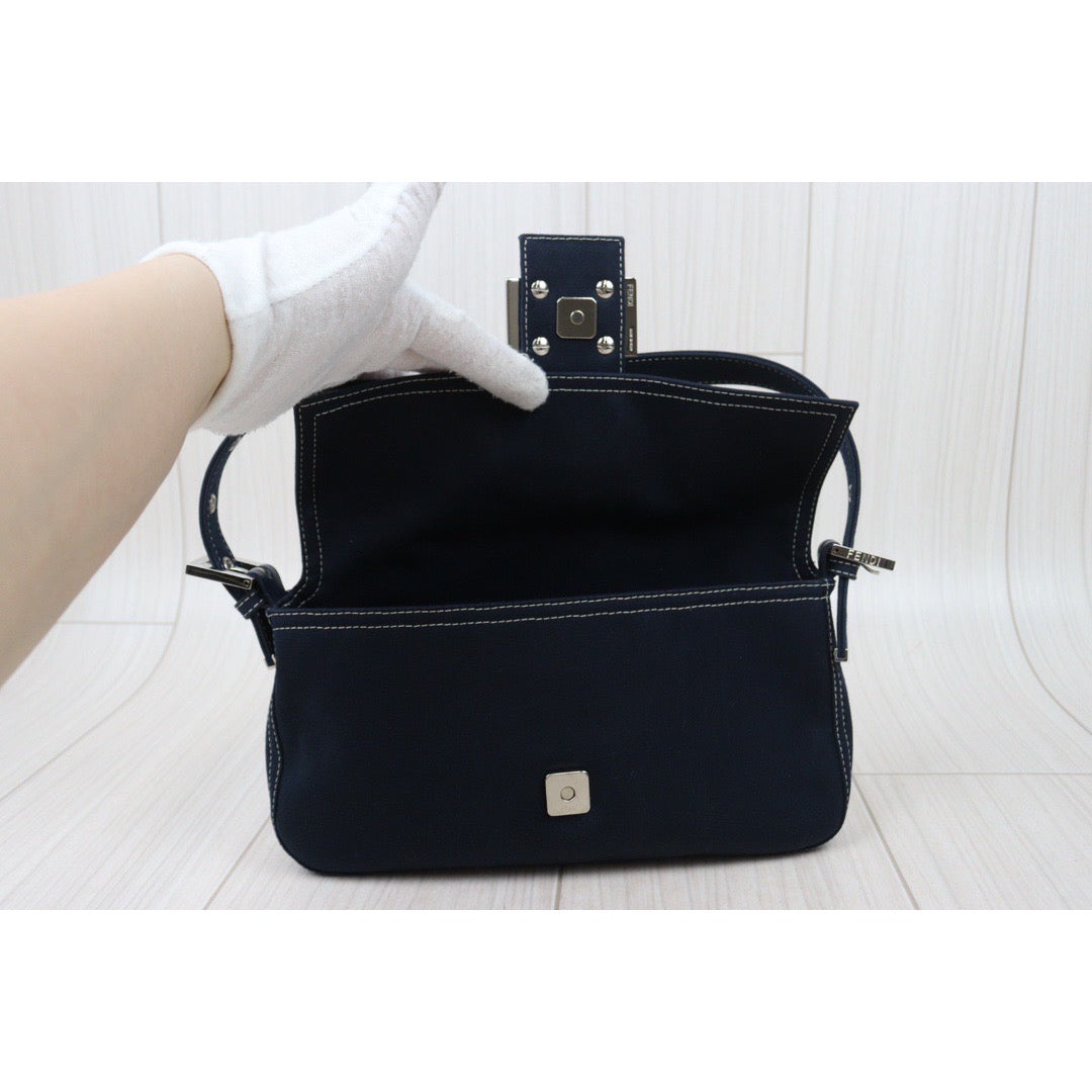 Rank A ｜  FENDI Denim Baguette Shoulder Bag  ｜24042509