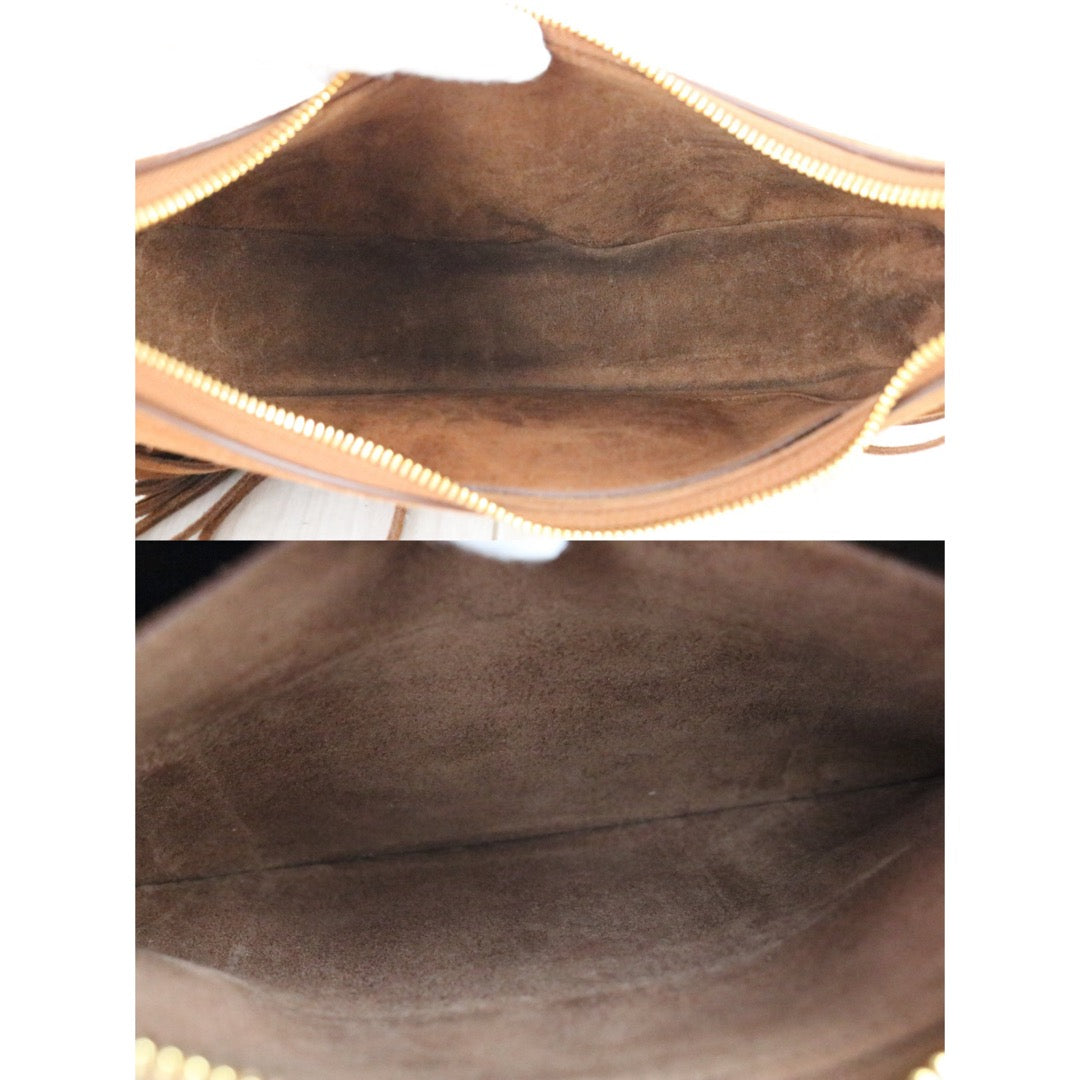 Include Entrupy Certificate of Authenticity｜Good ( Rank A) ｜CELINE Ava Fringes Strap Brown Shoulder Bag ｜X26051716