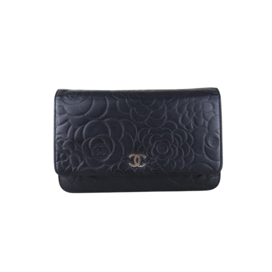Include Entrupy Certificate of Authenticity｜Good ( Rank AB)｜CHANEL Lamb Skin Camellia WOC Chain Bag Black  Made In 2012 Year｜S26090730