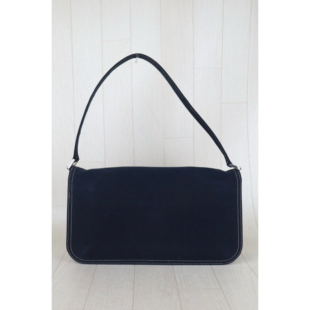 Include Entrupy Certificate of Authenticity｜Good ( Rank AB) ｜ FENDI Denim Baguette Enamel Clasp Shoulder Bag Blue｜S26072525