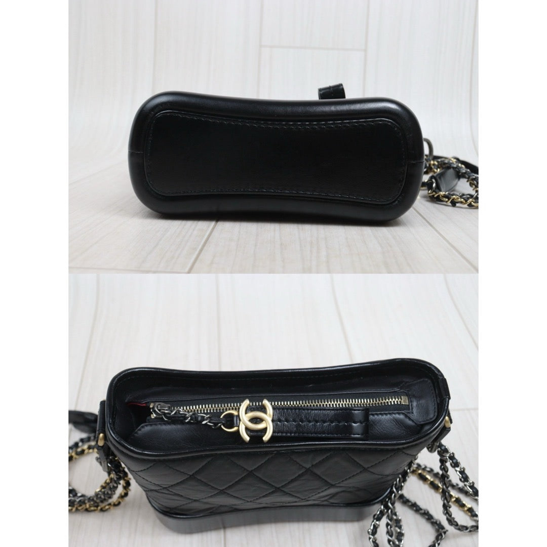 Include Entrupy Certificate of Authenticity｜Very Good ( Rank A) ｜CHANEL PM Gabrielle Calf Leather Shoulder Bag Black  IC Chips Model｜S26080611