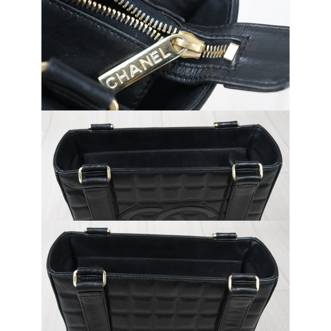 Good ( Rank AB)｜ CHANEL Choco Bar Lambskin Shoulder Bag Black Made In 2002～2003 Year ｜P24073006