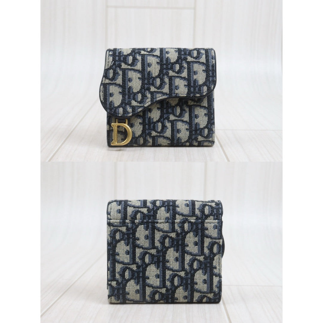 Include Entrupy Certificate of Authenticity｜Very Good ( Rank A)｜Dior Trotter Montaige  Oblique Saddle Lotus Wallet ｜26092401
