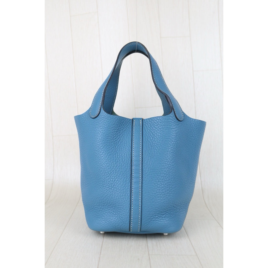 Good ( Rank AB)｜ Hermes Picotin Lock 18 TC Leather HandBag Blue T Stamp Made In 2015 Year｜H25081802