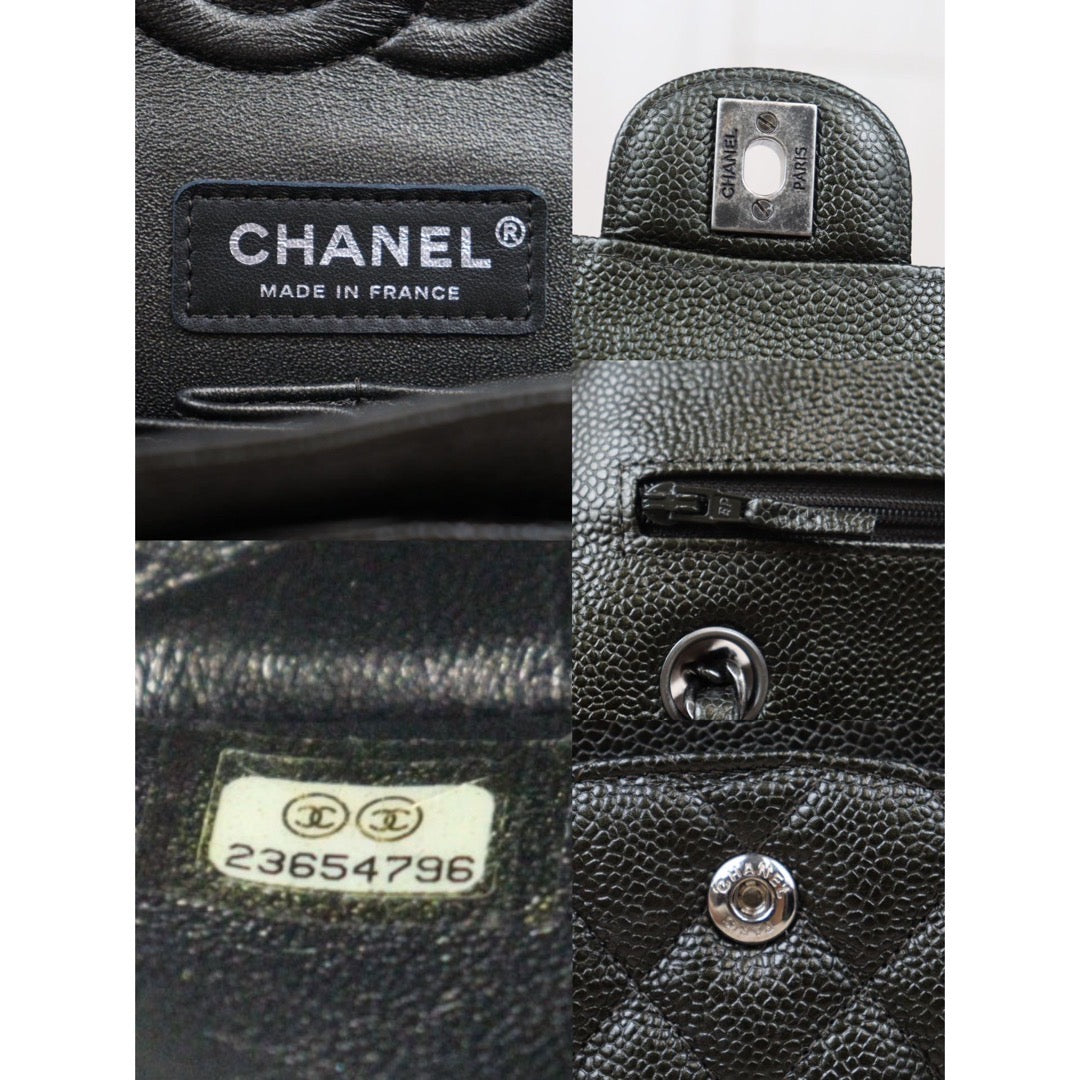 Rank A｜ CHANEL Limit Color Charcoal Grey Caviar Skin Matrasse Double Flap 25 Shoulder Bag Made In 2018 Year  ｜S24061728