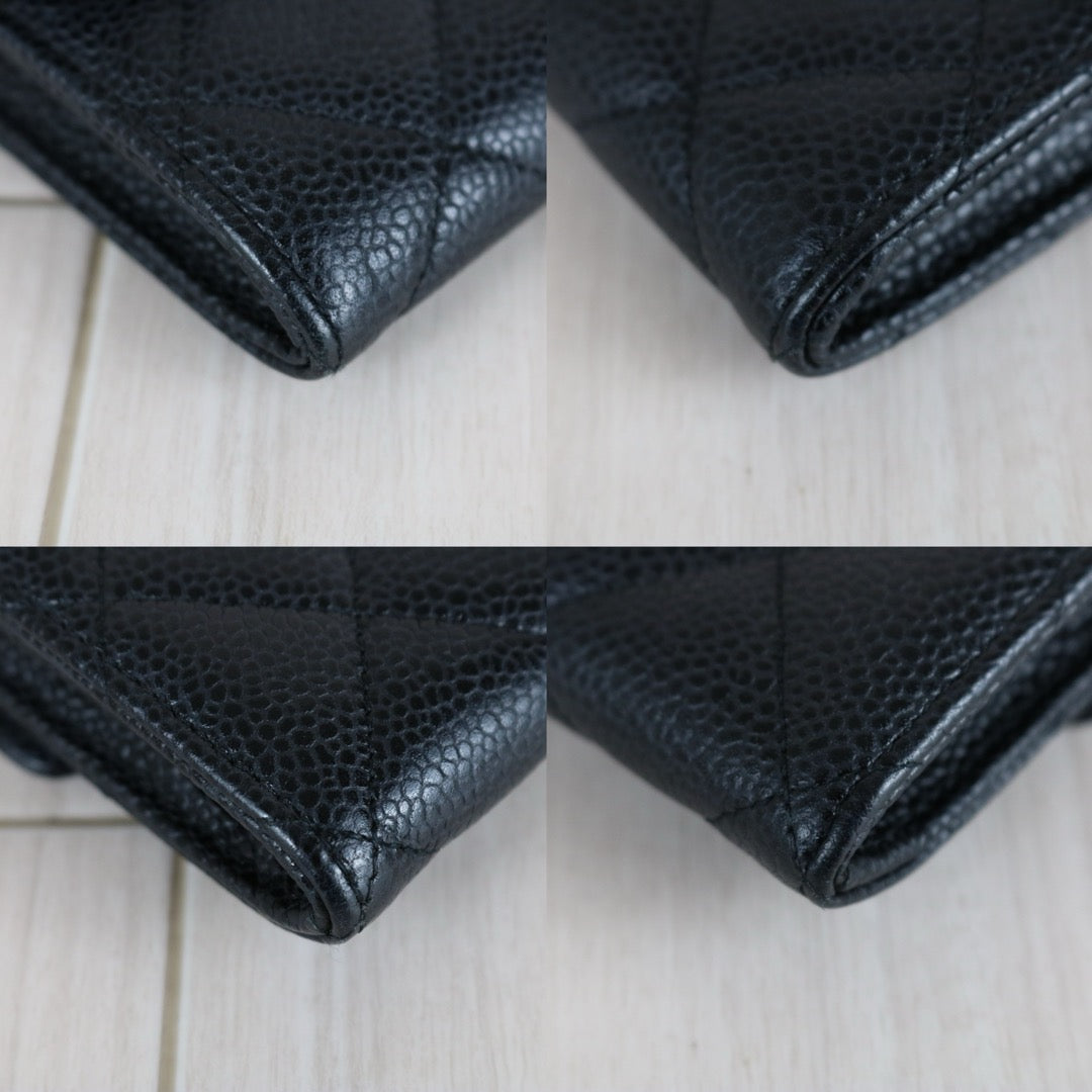 Very Good ( Rank A)｜Full Set CHANEL Caviar Skin Black Long Wallet Made In 2015-2016Year｜X25120702