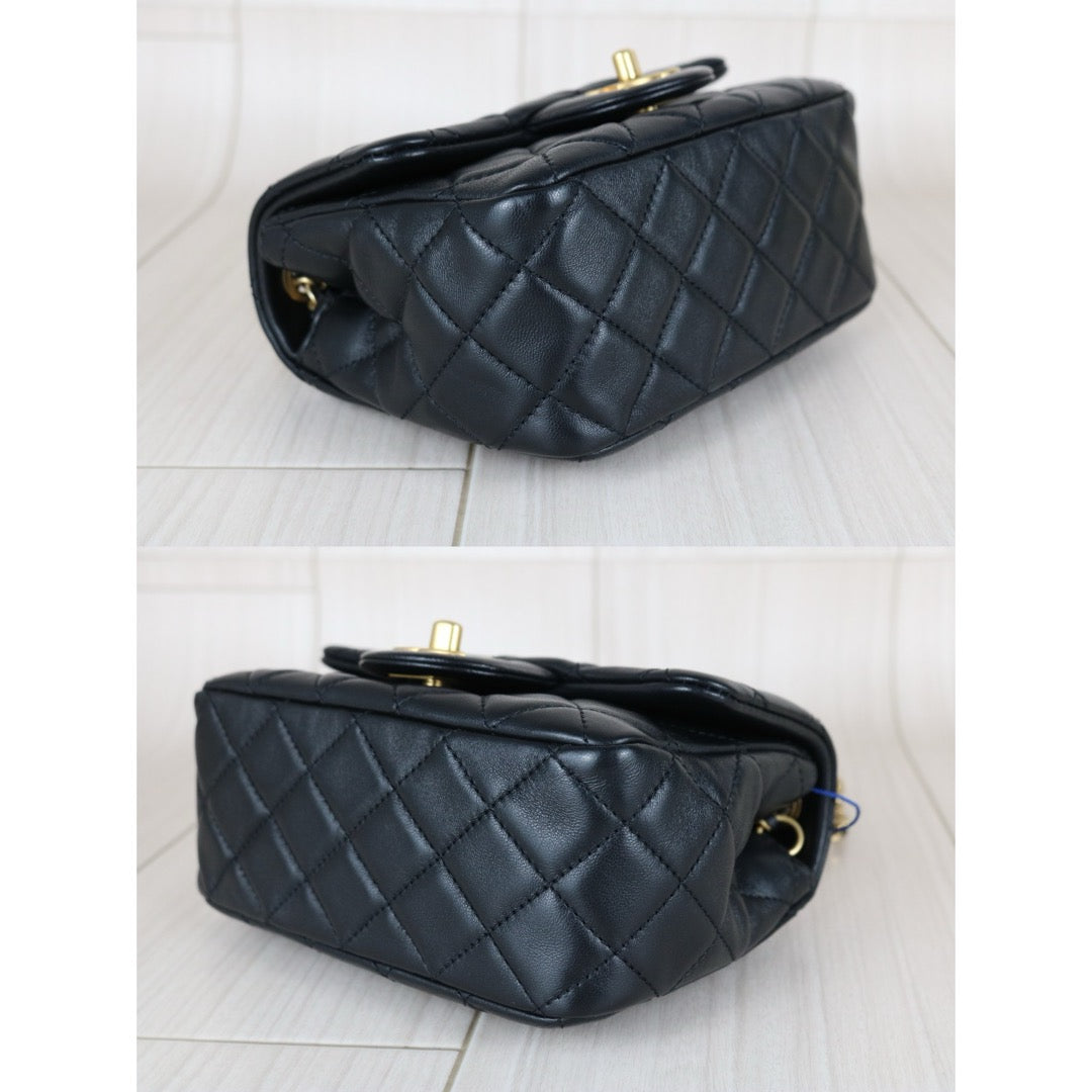 Very Good ( Rank A)｜ CHANEL  Matrasse Chain Lamb Skin 17 Flap Shoulder Bag Black IC Chips Model ｜W25110607