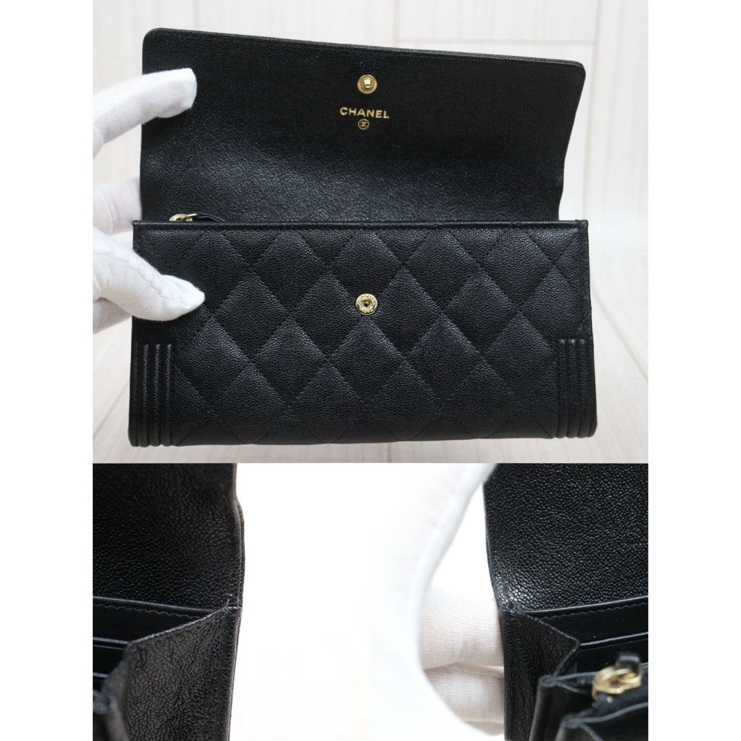 Very Good ( Rank A)｜CHANEL Leboy Caviar Skin Black Long Wallet Made In 2019Year｜25112809