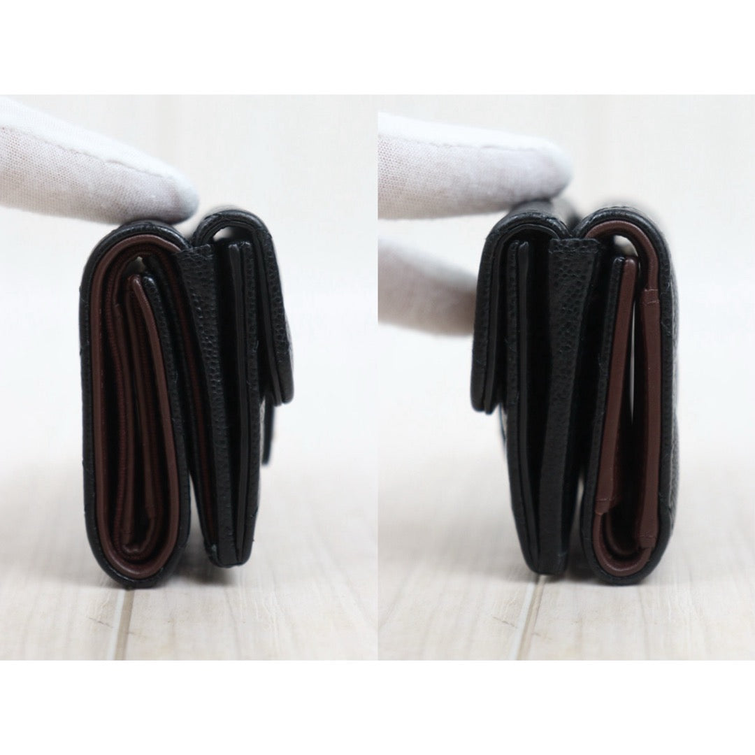 Good ( Rank AB)｜Chanel Caviar Skin Black Wallet IC Chips Model ｜25082205