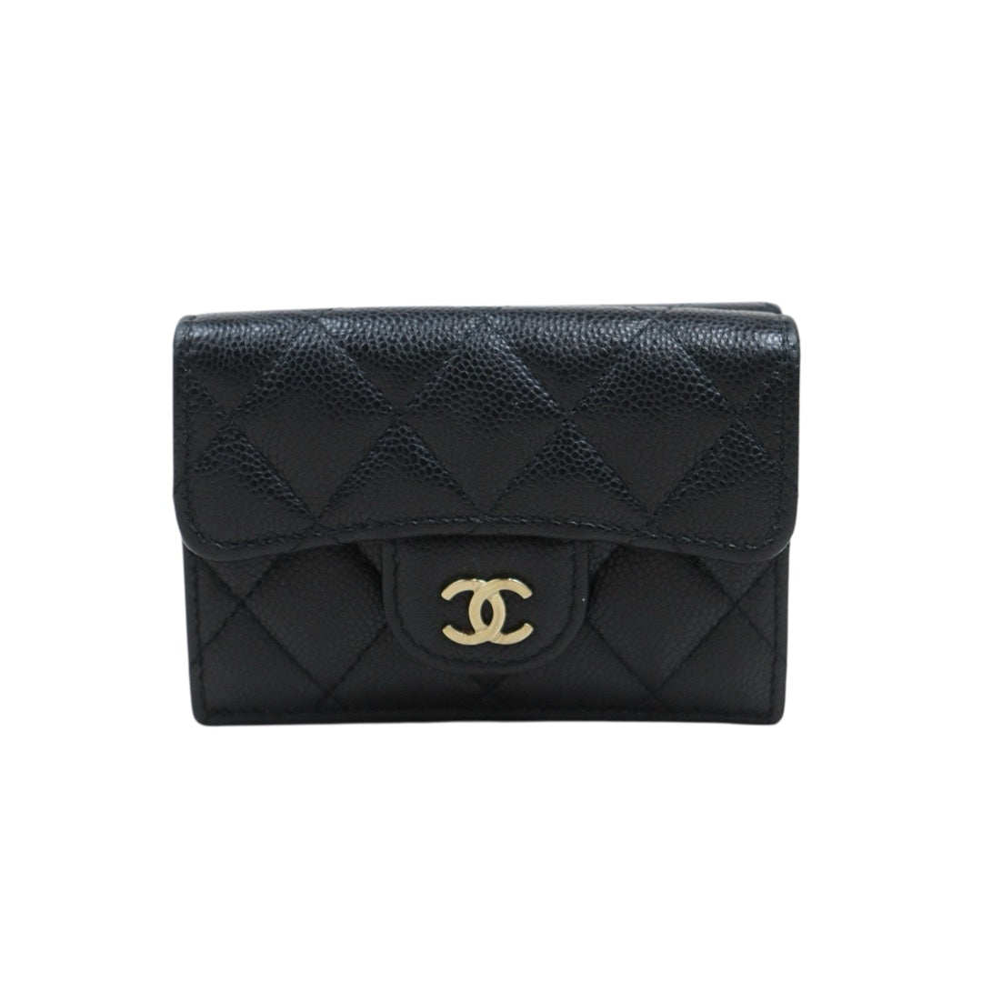 Good ( Rank AB)｜Chanel Caviar Skin Black Wallet IC Chips Model ｜25082205