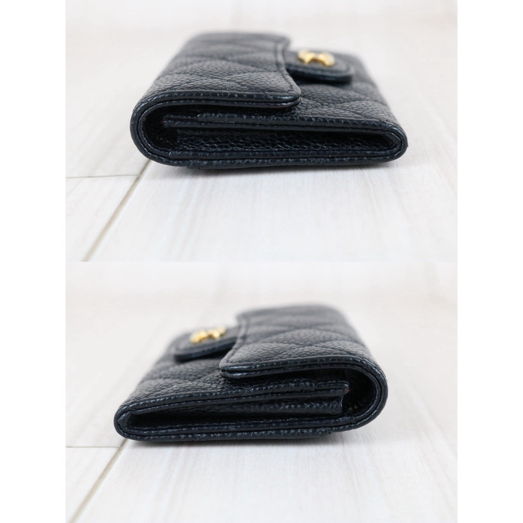 Include Entrupy Certificate of Authenticity｜Very Good ( Rank A)｜CHANEL Caviar Skin Black Card Holder Made In 2019-2020Year｜S26051102