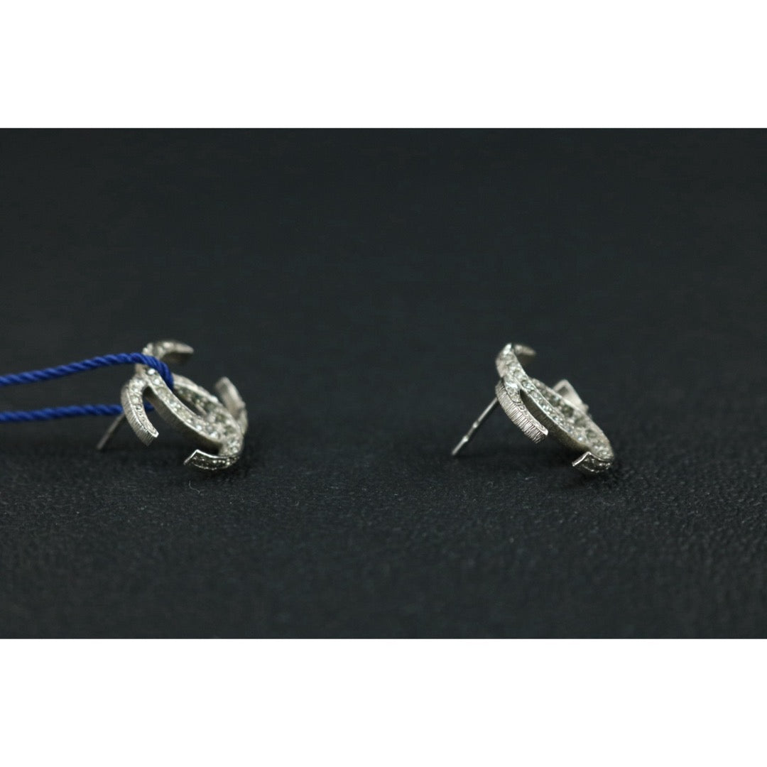 Include Authentic Detective Certificate of Authenticity｜Very Good ( Rank A) ｜CHANEL B15C COCO Mark Circlet Rhinestone Earrings Made In 2015Year｜S26070202