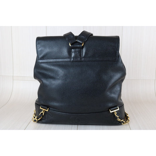 Include Entrupy Certificate of Authenticity｜Good ( Rank AB)｜CHANEL  Caviar Skin Calf Leather Backpack  Black Made in 1996-1997Year｜Y26012002