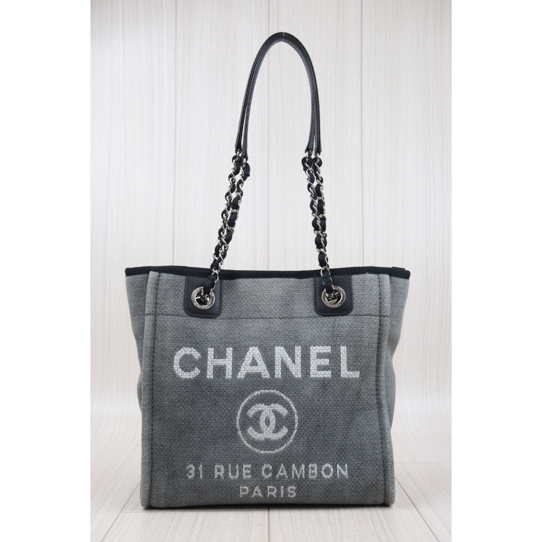 Rank A｜ CHANEL Canvas Tote Bag Gray Small Made In 2012 Year｜24031305