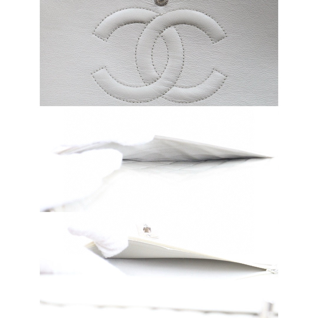 Good ( Rank AB)｜ CHANEL  Lamb Skin  Double Flap 25 Shoulder Bag Grey Made in 1997-1999 Year ｜P25012203