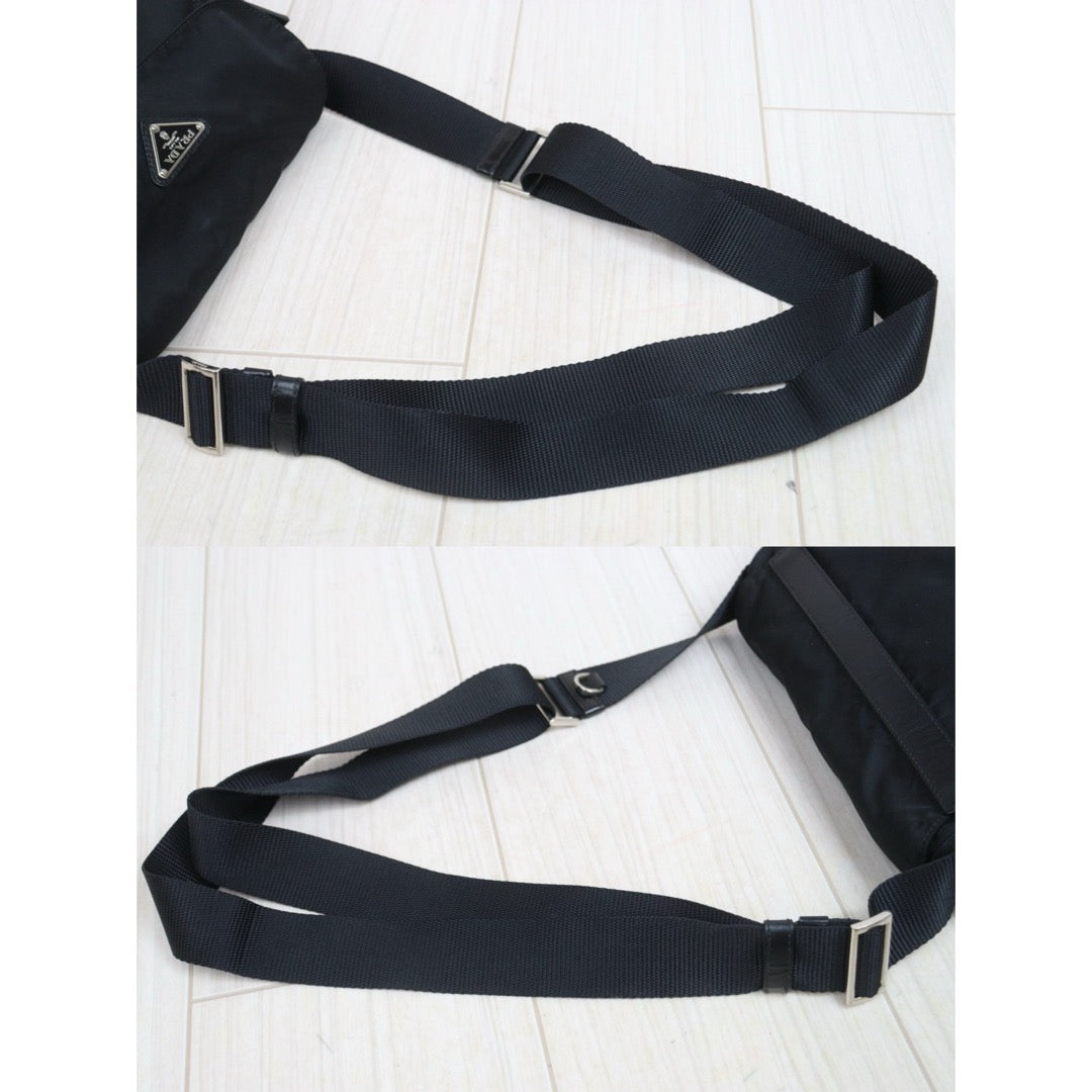 Include Entrupy Certificate of Authenticity｜Very Good ( Rank A)｜Prada  Nylon Black Shoulder Bag  Silver Hardware｜26062911