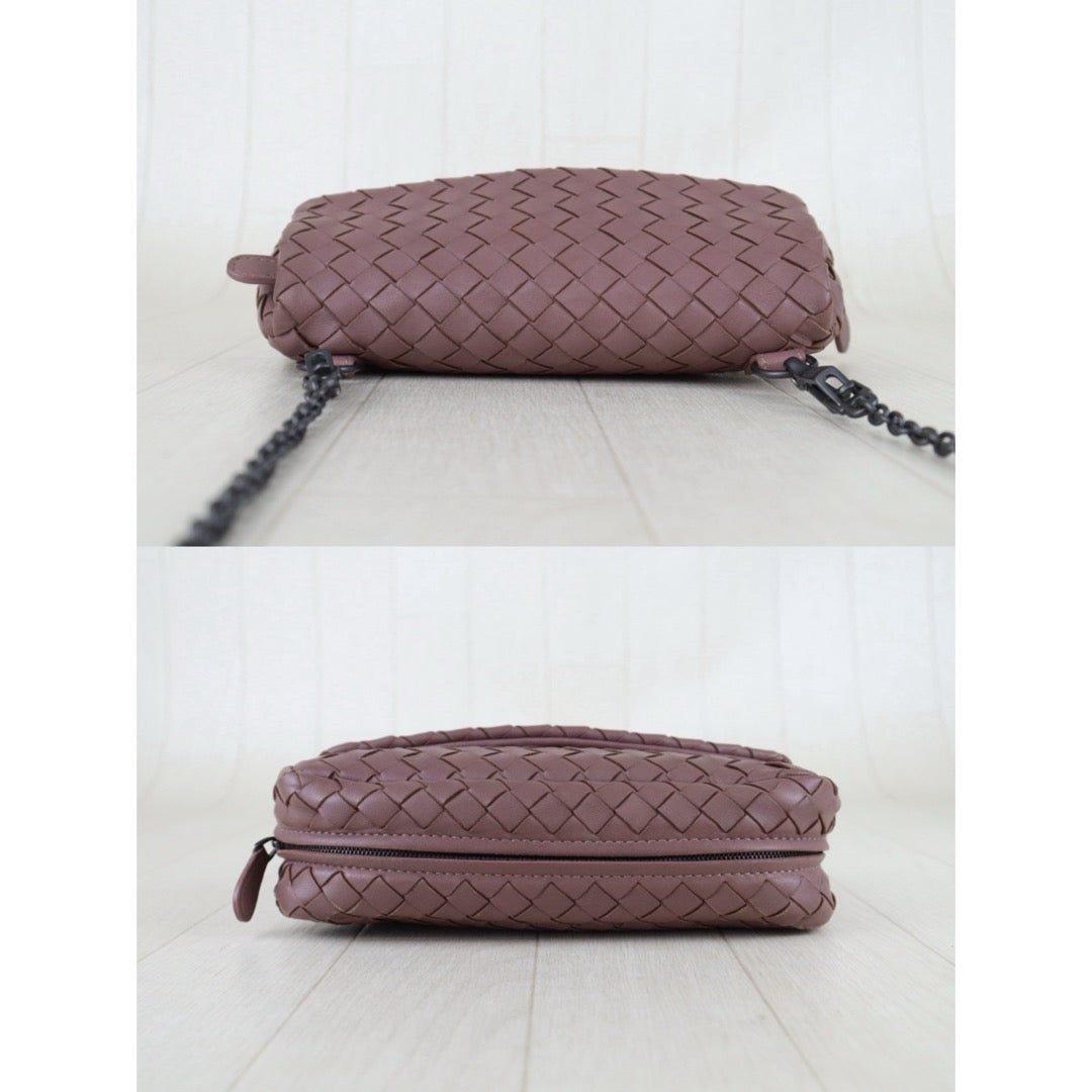 Include Entrupy Certificate of Authenticity｜Good ( Rank AB)｜ Bottega Veneta Lamb Skin Chain Shoulder Bag Cameo Brown｜S26053010