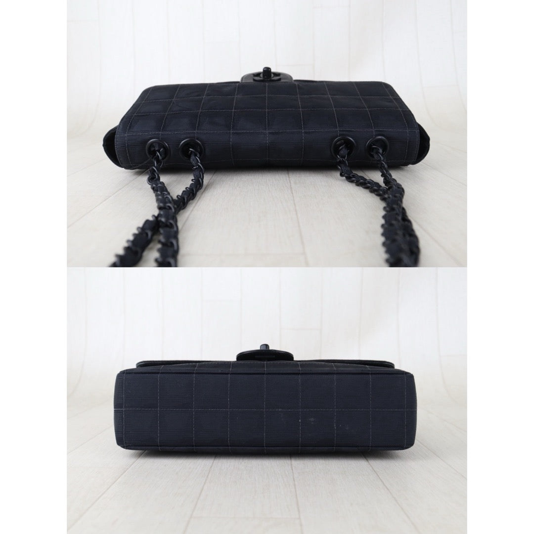Include Entrupy Certificate of Authenticity｜Good ( Rank AB)｜CHANEL Chocolate Bar Canvas So Black Flap Made In 2002-2003 Year｜S26090745