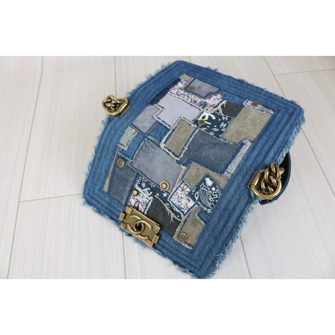 Very Good ( Rank A) ｜CHANEL Denim Blue Patch Work Leboy PM Made in 2014-2015 Year｜F25012301
