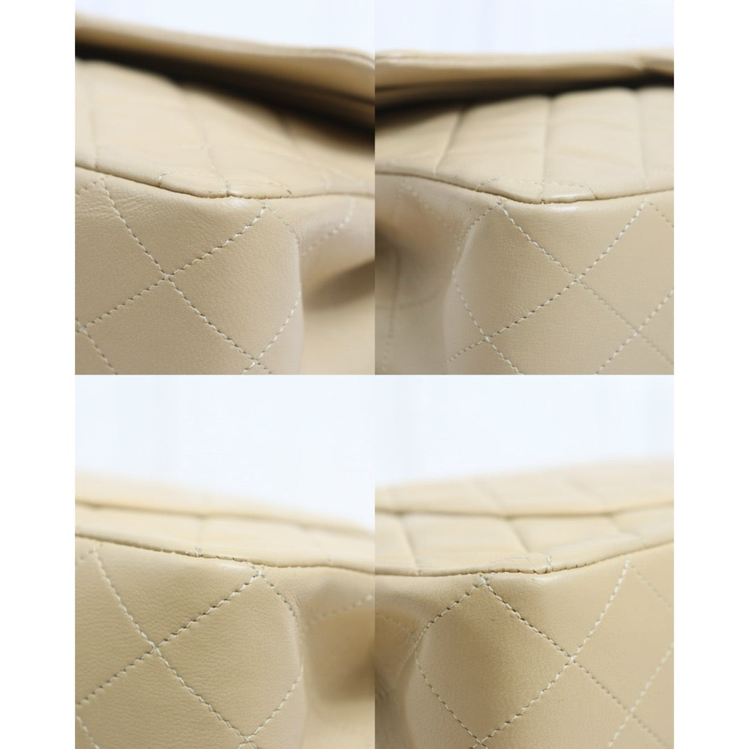 Include Entrupy Certificate of Authenticity｜Good ( Rank AB)｜ CHANEL Lamb Skin Matrasse Chain Double Flap 25 Shoulder Bag  Beige Made In 1989-1991 Year｜26092503