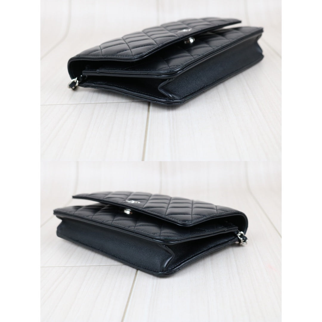 Include Entrupy Certificate of Authenticity｜Very Good ( Rank A)｜CHANEL Lamb Skin WOC Chain Bag Black Made In 2020-2021 Year ｜X26100709