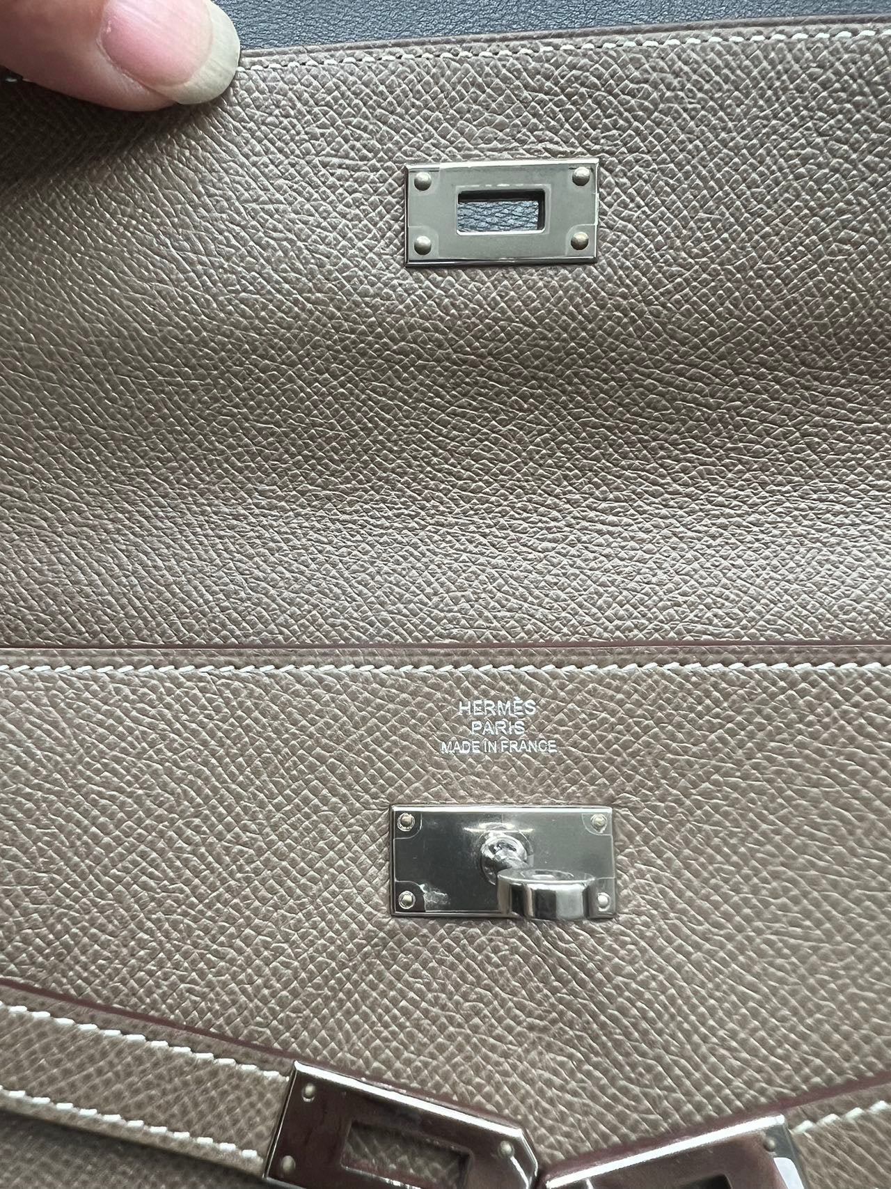 HERMES Epsom Kelly Wallet Gray C Stamp