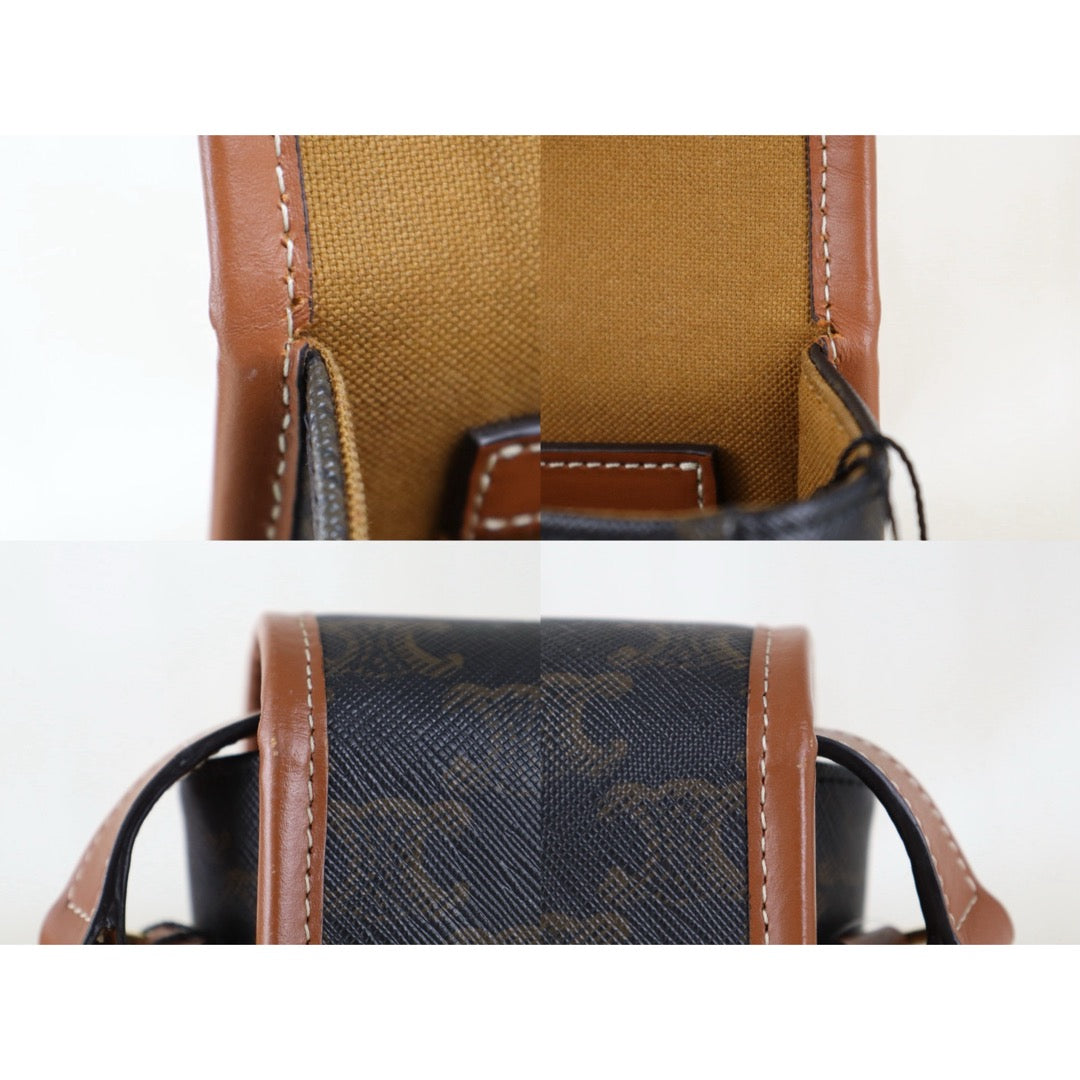 Include Entrupy Certificate of Authenticity｜Good ( Rank AB) ｜ CELINE Macadam Triomphe Cross Body Shoulder Bag Current Model｜S26090729