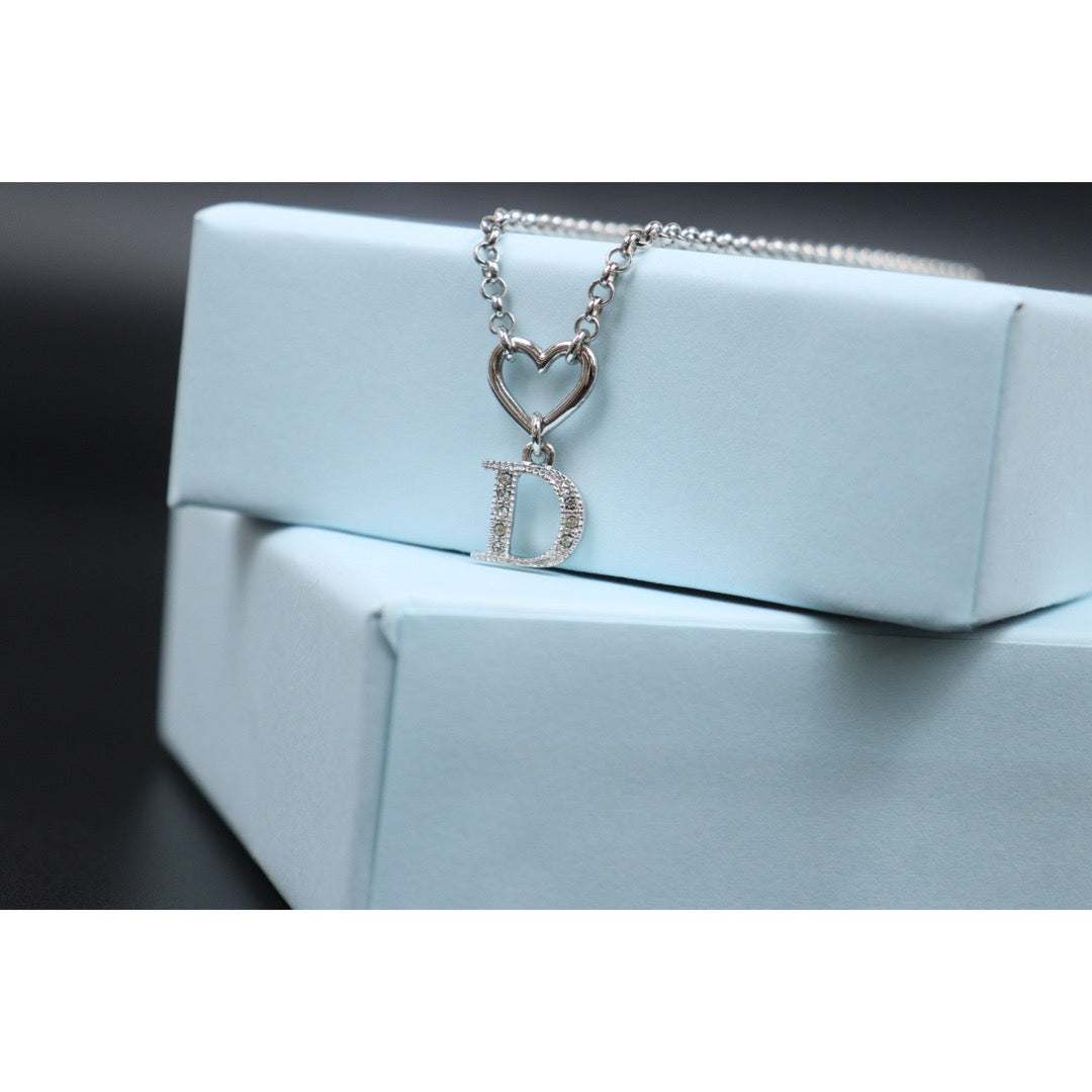 Very Good ( Rank A) ｜ Dior  Heart＆D Necklace Silver Plated ｜V25071017
