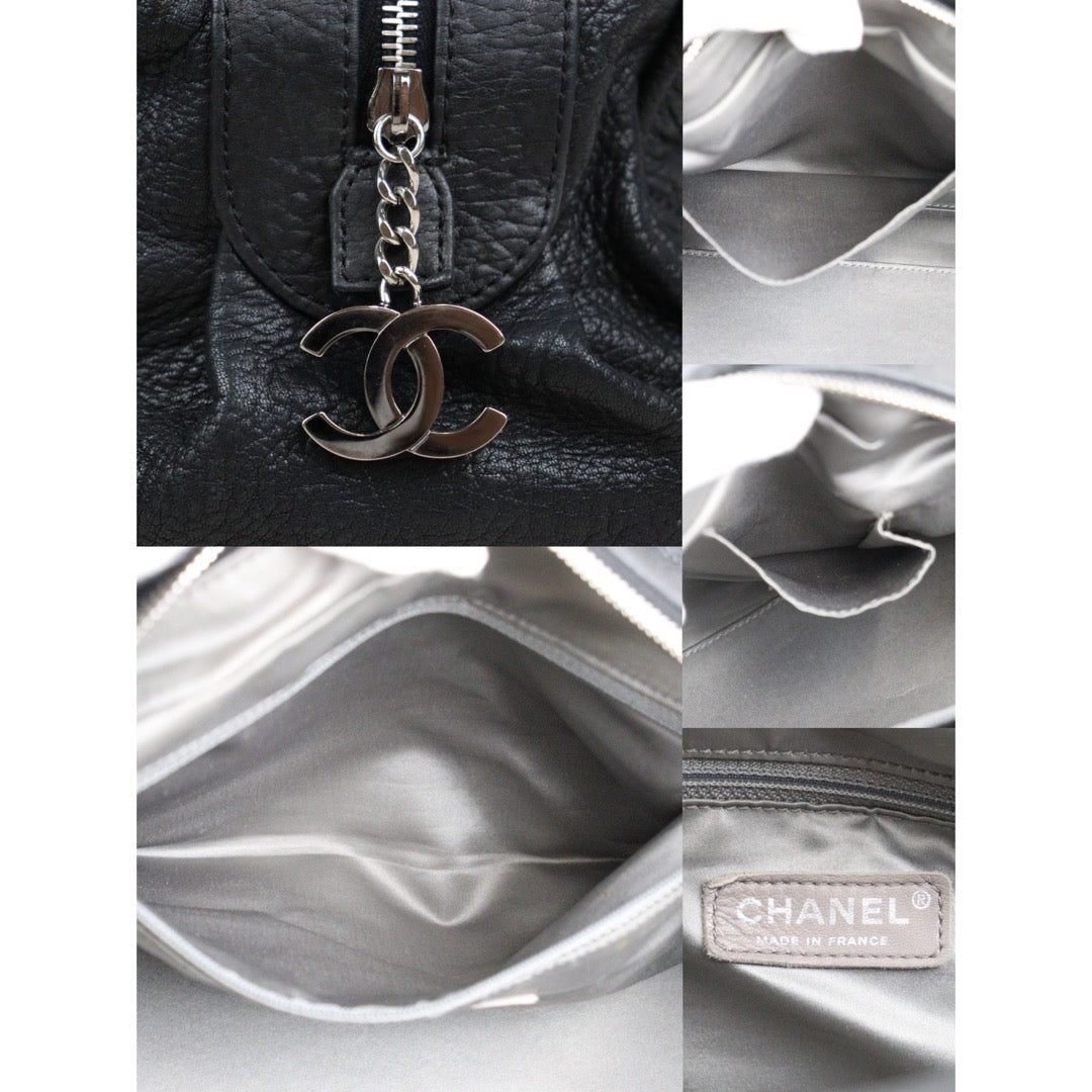 Good ( Rank AB)｜ CHANEL Calf Skin  Handbag Bag Black Made In 2006～2008Year ｜Q24031317