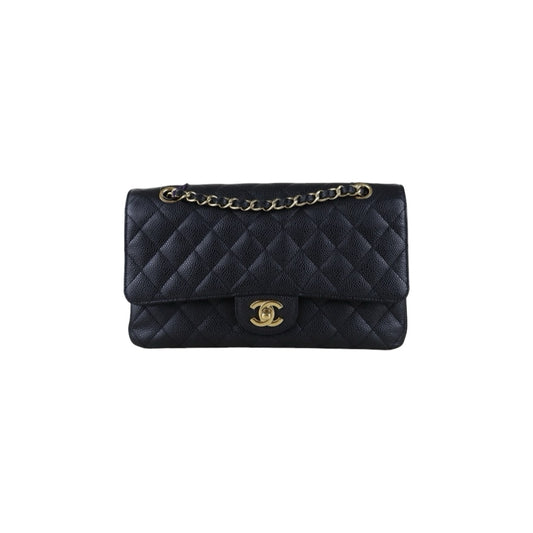 Include Entrupy Certificate of Authenticity｜Very Good ( Rank A)｜ CHANEL Caviar Skin Matrasse Chain Double Flap 25 Shoulder Bag Black Made In 2009-2010Year  ｜S26051514
