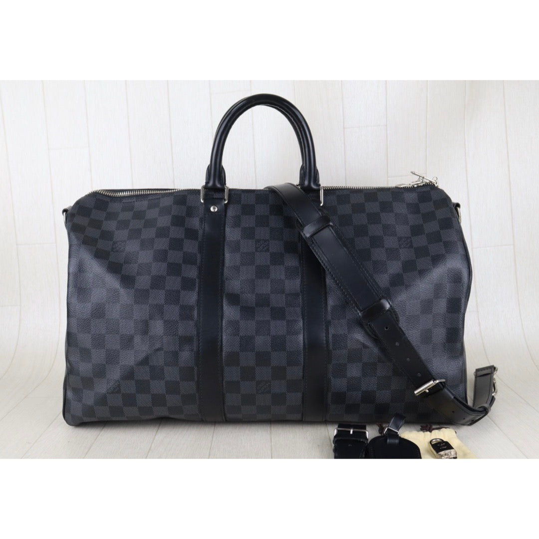 Include Entrupy Certificate of Authenticity｜Good ( Rank AB)｜ Louis Vuitton Damier Keepall 45 Hand Bag With Shoulder Strap｜S26090732