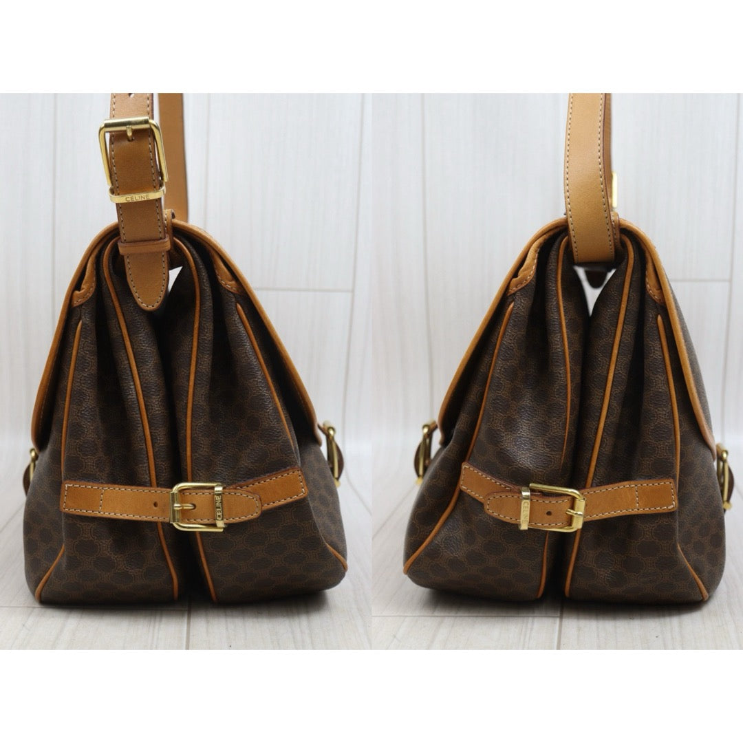 Include Entrupy Certificate of Authenticity｜Very Good ( Rank A)｜ CELINE Macadam Saumur Shoulder Bag ｜26070318
