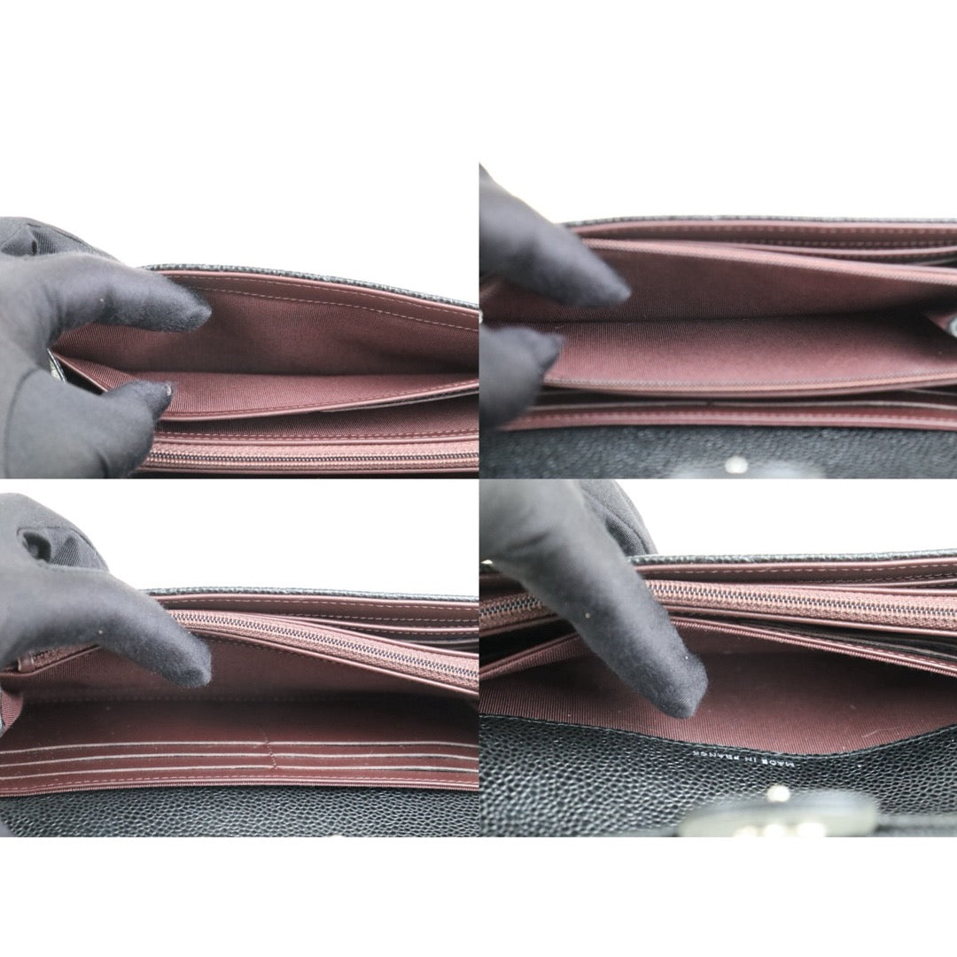 Very Good ( Rank A) ｜Chanel Caviar Skin Black  Wallet Made In 2017 Year ｜S25101101