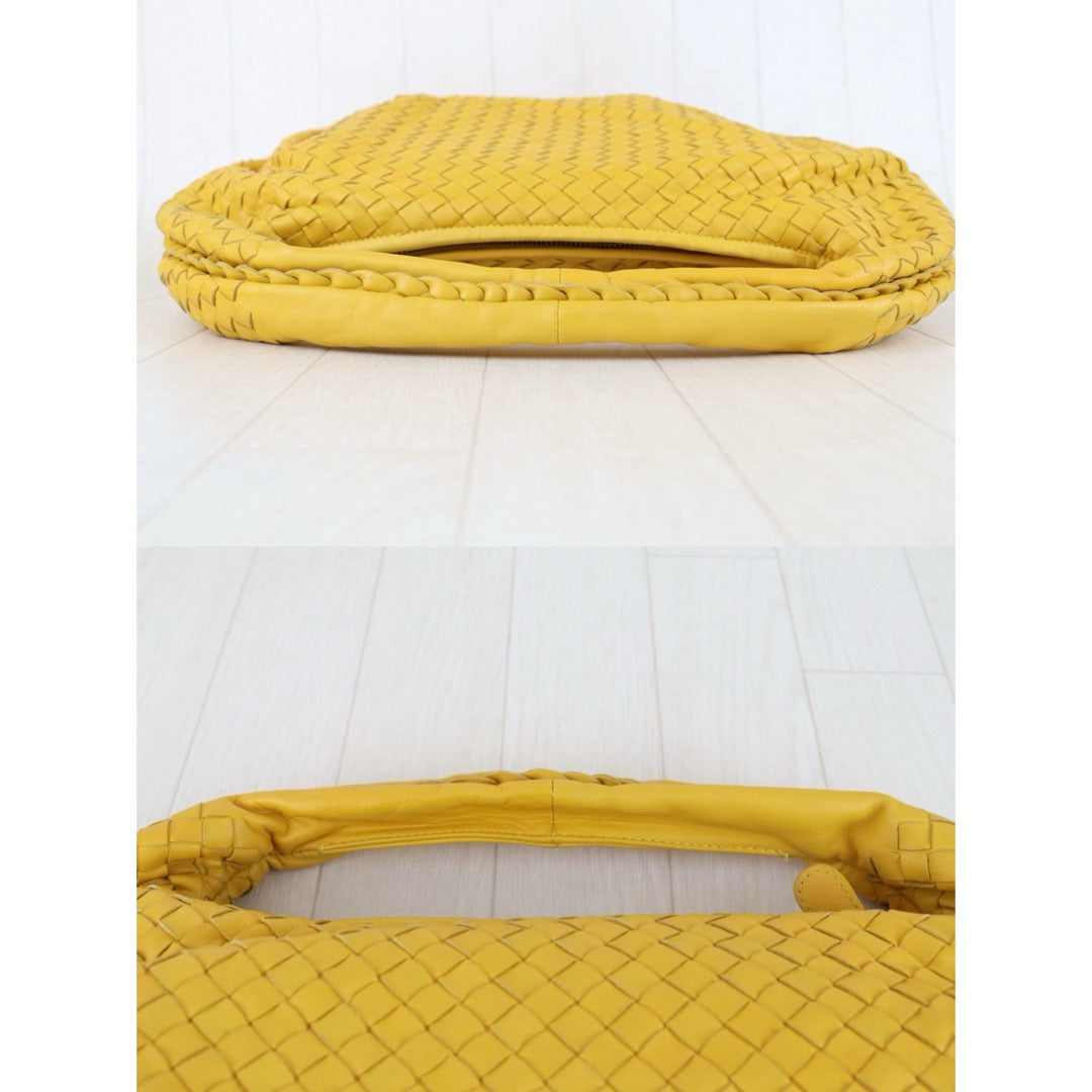 Good ( Rank AB)｜ Bottega Veneta Lamb Skin Braid Hobo Shoulder Bag Yellow｜S25103001