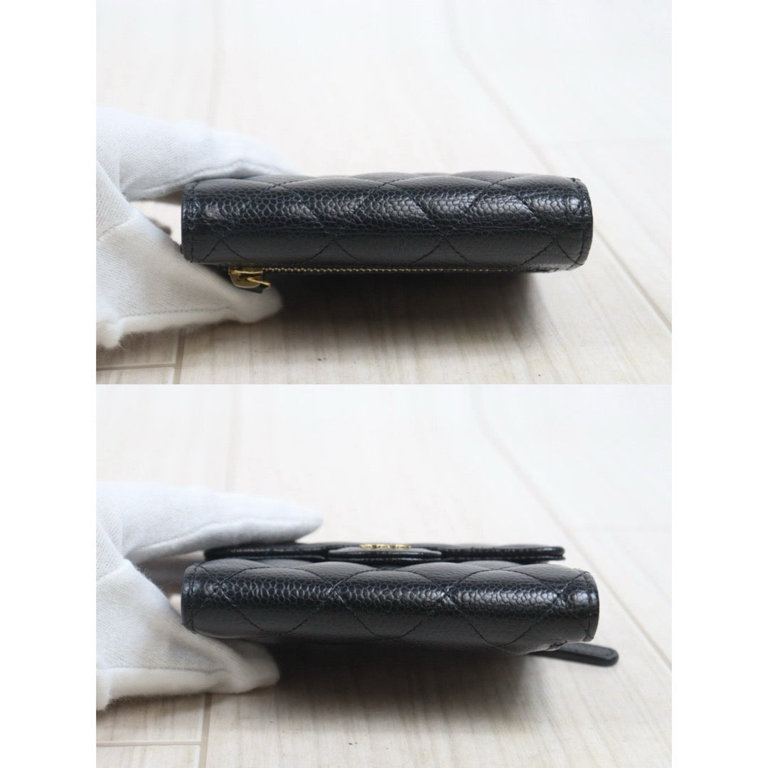 Include Entrupy Certificate of Authenticity｜Good ( Rank AB)｜Chanel Caviar Skin Black Wallet Made In 2022 Year ｜26082104