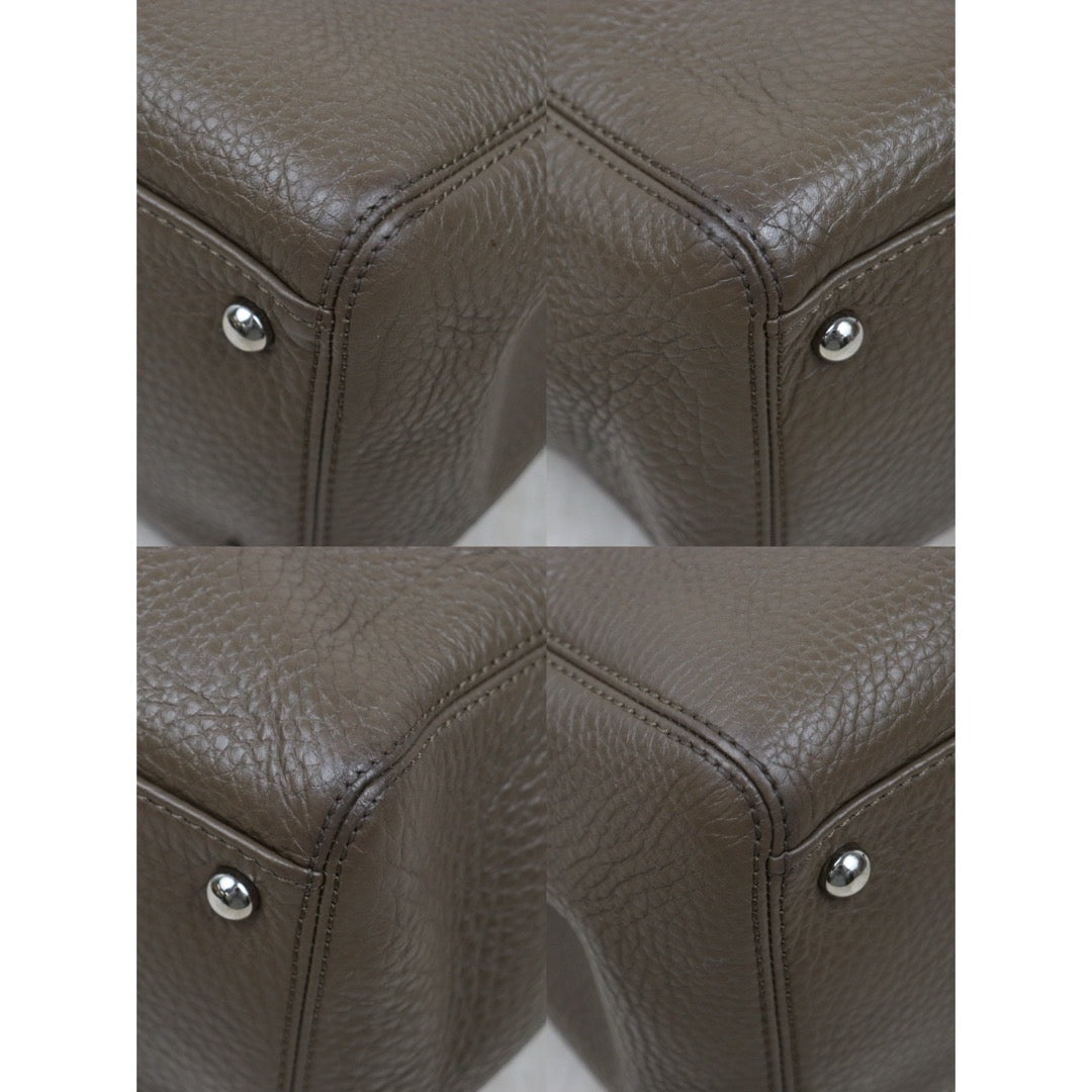 Good ( Rank AB) ｜CHANEL Calf Leather Cerf Tote Shoulder Bag PM Etoupe Gray Made in 2013-2014Year｜25121206
