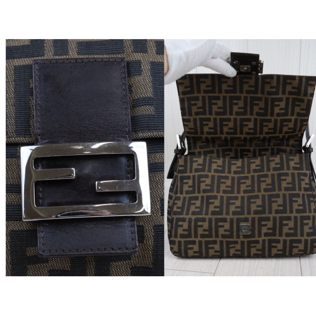 Rank AB｜ FENDI Zucca Mamma Baguette Shoulder Bag ｜24021509