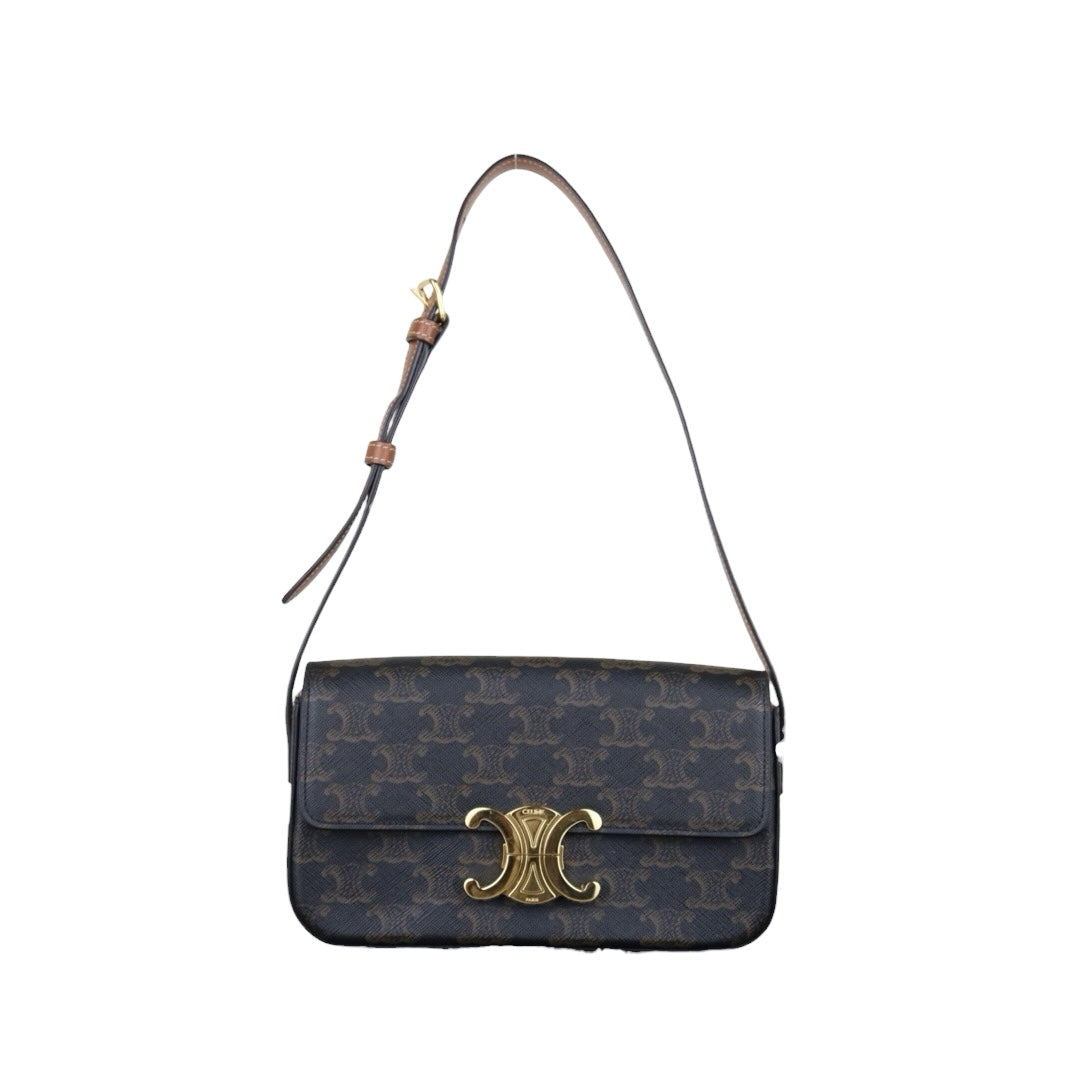 Very Good ( Rank A)｜ CELINE Macadam Triomphe Shoulder Bag  Golden Hardware｜S25121116