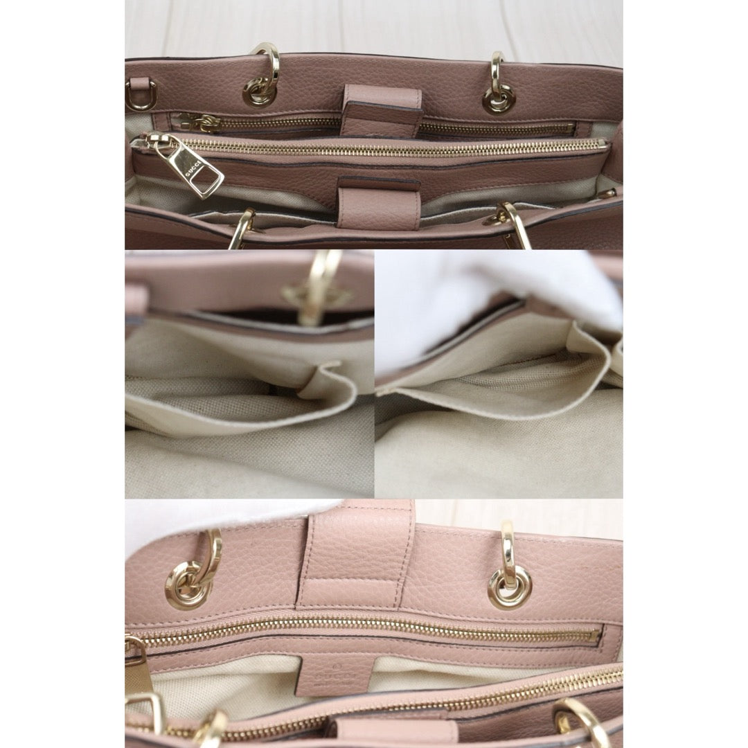 Very Good ( Rank A) ｜  GUCCI Bamboo Calf Leather Pink Tote Bag ｜W25102114