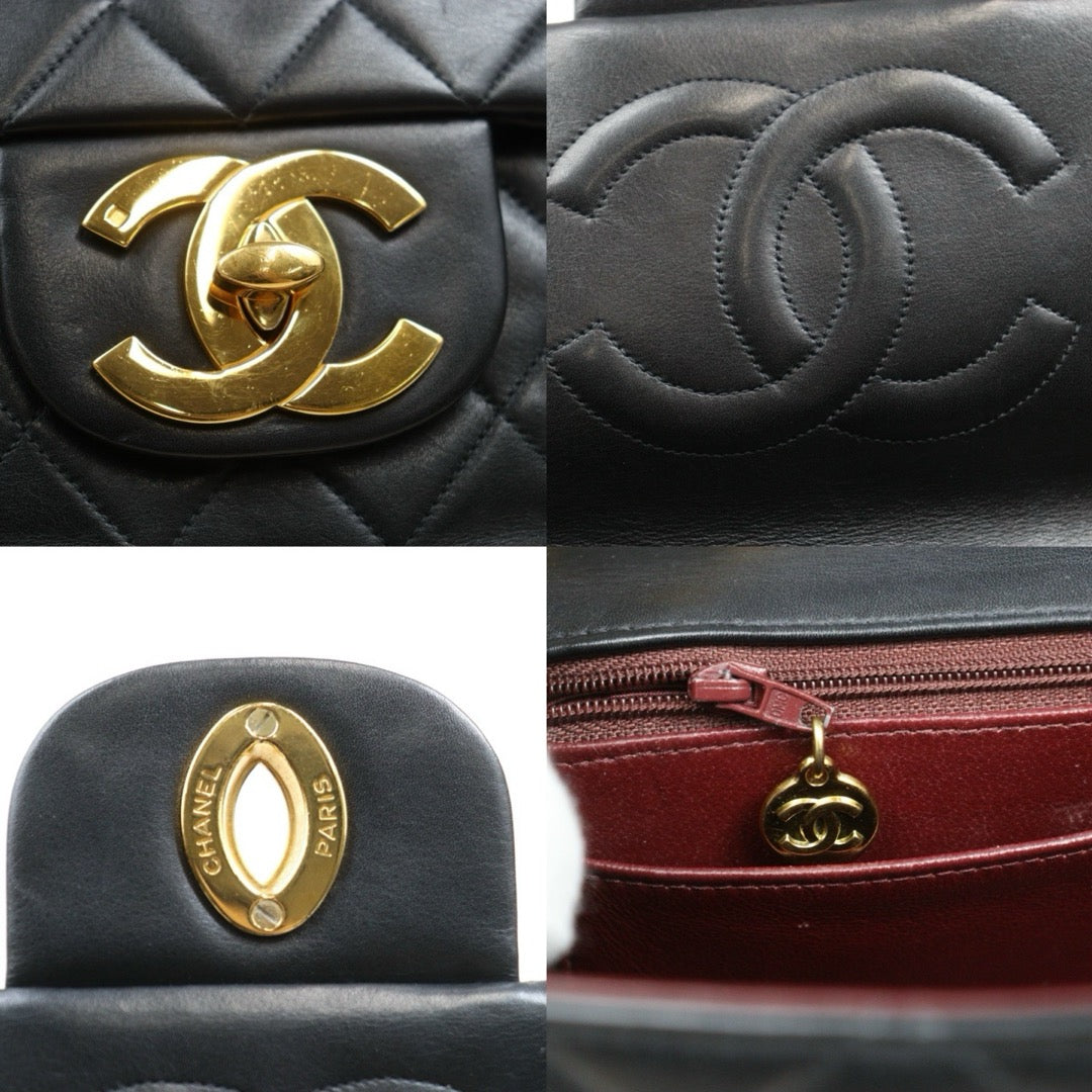 Include Entrupy Certificate of Authenticity｜Good ( Rank AB)｜ CHANEL Lamb Skin Matrasse Chain Single Flap34 Shoulder Bag Black Made in 1994-1996Year｜26060202