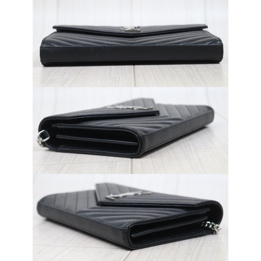 Very Good ( Rank A)｜  Saint Laurent YSL Caviar Skin Shoulder Bag Black MM｜S25101807