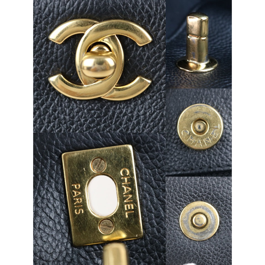 Include Entrupy Certificate of Authenticity｜Good ( Rank AB)｜ CHANEL Matrasse Caviar Skin Black Cerf Tote 35 Shoulder Bag Made In 2013-2014 Year｜S26101105