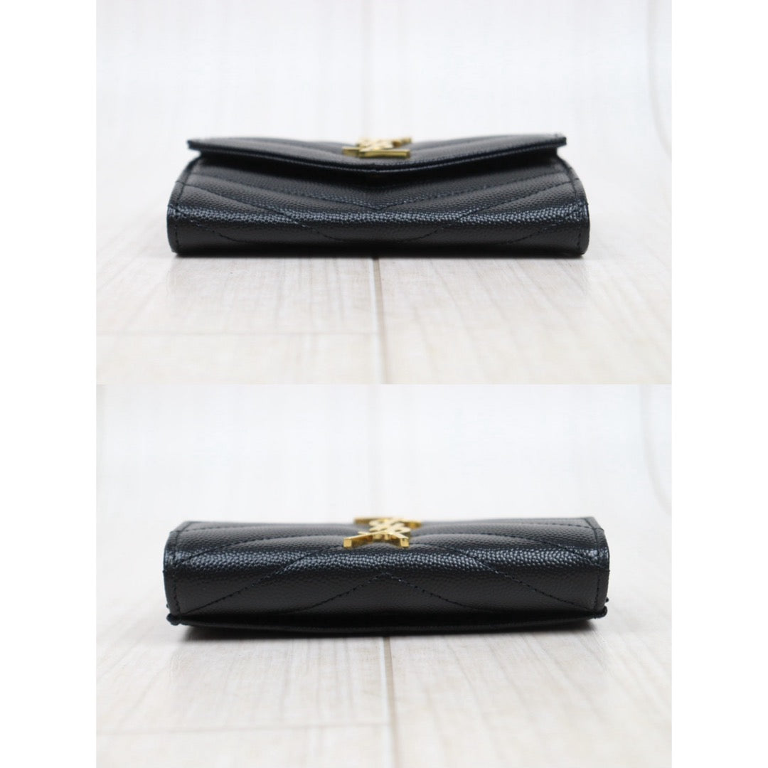 Excellent（Rank SA）｜  Saint Laurent YSL Caviar Skin Calf Leather Wallet Black｜25052908